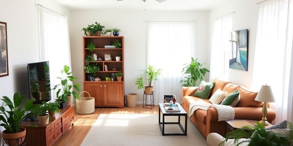 Clean and organized living room in Springfield, Missouri.
